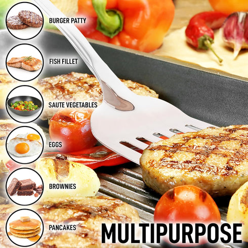 Zulay Kitchen Stainless Steel Metal Spatula – Lightweight, Strong & Durable Metal Turner – Easy to Use, Comfortable Grip, Heat Resistant & Dishwas...