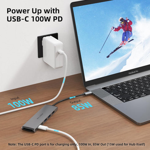 USB C Hub, WALNEW 7 in 1 USB C Docking Station with 4K HDMI,100W PD, 3 5Gbps Data Ports(1 USB-C & 2 USB 3.0),TF/SD Card Reader, USB Hub for Laptop...