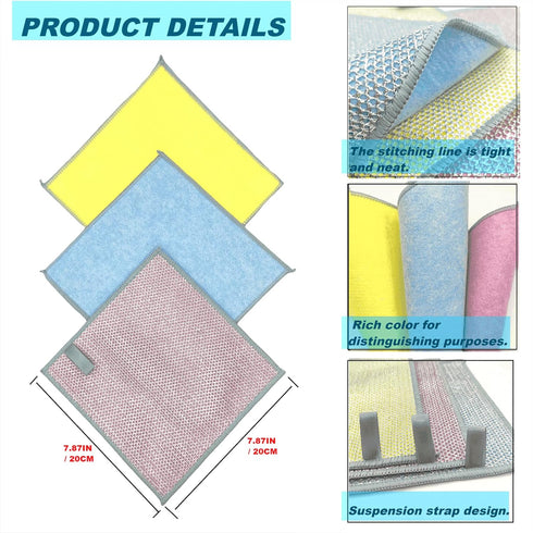 2024 Upgraded Non-Scratch Wire Dishcloth/Reusable All-Purpose Kitchen Towel Cloth with Loop/Wire and Coir Fiber Quick Drying Cleaning Kitchen Towe...