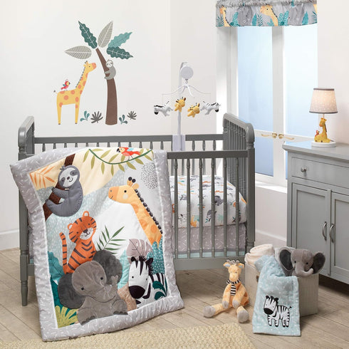 Bedtime Originals Mighty Jungle Animals White Fleece Baby Blanket (283034P)...