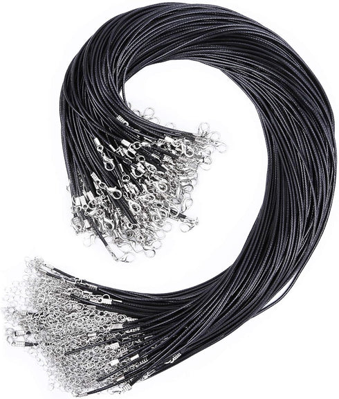Paxcoo 150Pcs Black Necklace String Cord Bulk for Charms Pendants, Waxed Cotton Cord with Jewelry Clasps for Bracelets, Necklaces, Jewelry Making ...
