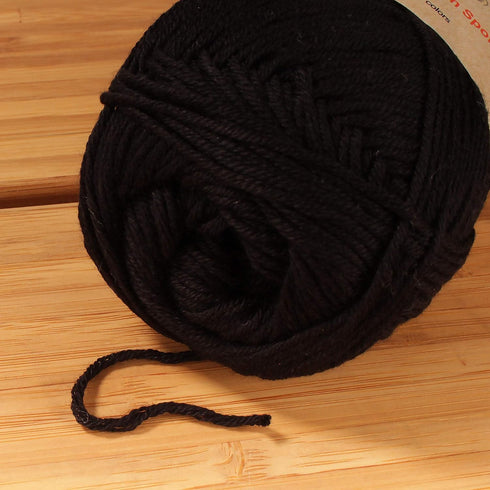 JubileeYarn Bamboo Cotton Sport Yarn - 50g/Skein - Midnight Black - 4 Skeins...