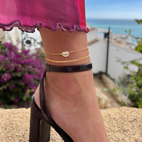 Dremmy Studios Women Anklet 14K Gold Plated Dainty Beads Daisy Heart Cross Anchor Pendant Ankle Bracelet Simple Beach Summer Smile Lip Foot Chain ...