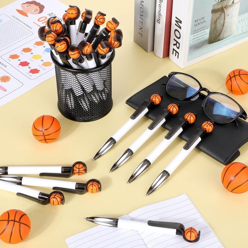24 Pcs Basketball Pens Sports Pens Novelty Basketball Pen Basketball Ballpoint Pen Basketball Party Favors for Students Supplies Stationery School...