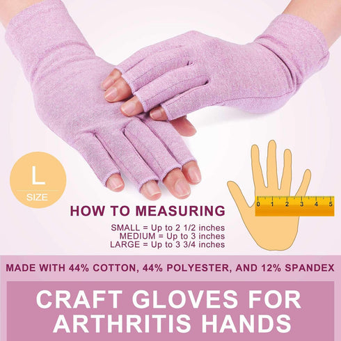 3 Pairs Compression Craft Arthritis Hands Gloves Fingerless Pressure Joint Relief for Quilting Sewing Typing Household Duties (Black, Gray, Purple...