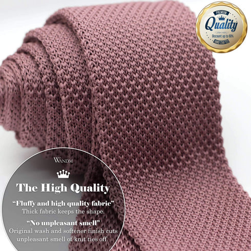 Men's Knit Tie Slim Skinny Square Necktie Width 2.2 inches Washable Solid Color and Gift Box...