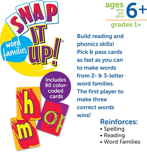 Learning Resources Snap It Up! Phonics & Reading Card Game, Homeschool,Reading Game, 90 Cards Included, Ages 6+...