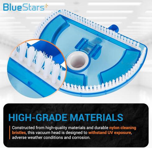 BlueStars Half Moon Transparent Pool Vacuum Head with Bristle - for Vacuum Hose 1-1/4 or 1-1/2’’ - for Inground & Above Ground Pools & Spas - Floo...
