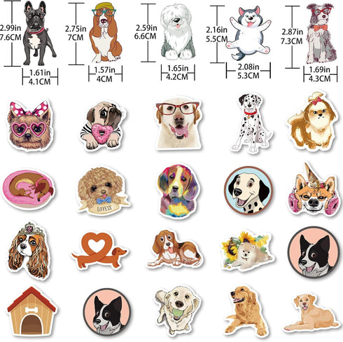 80 Pcs Cute Vinyl Dogs Stickers Pack, Water Bottles Luggage Laptop Skateboard Puppy Stickers Waterproof Vinyl Sticker Decals for Adults Kids Teens...