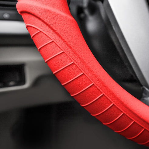 FH Group Universal Fit Silicone with Grip and Pattern Massaging Grip Steering Wheel Cover fits most Cars, SUVs, Trucks, and Vans Yellow...