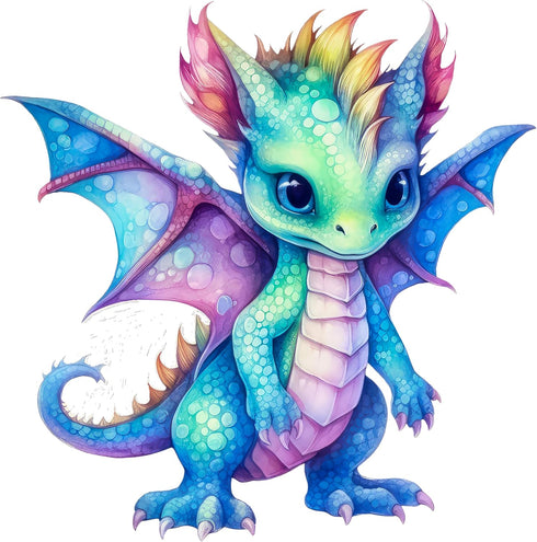 Fabric Panel 8"x8" Baby Dragon 100% Cotton Quilting Panel Square AM1418...