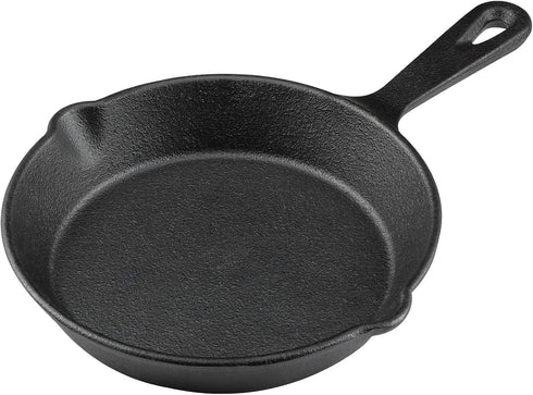 6 Inch Cast Iron Skillet, Frying Pan with Drip-Spouts, Pre-seasoned Oven Safe Cookware, Camping Indoor and Outdoor Cooking, Grill Safe, Restaurant...