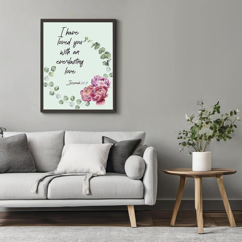 Posterizer 1 pcs-Love Bible Verse -Floral wall art-Religious Posters-Gift for Men Women Entrepreneur Teens-Gifts for Christians - Living Room Bedr...