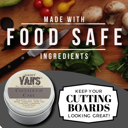 Daddy Van's® All Natural Beeswax Countertop Care for Soapstone, Slate, Concrete Composite and Butcher Block Counter Tops - Food Safe, Chemical-Fre...