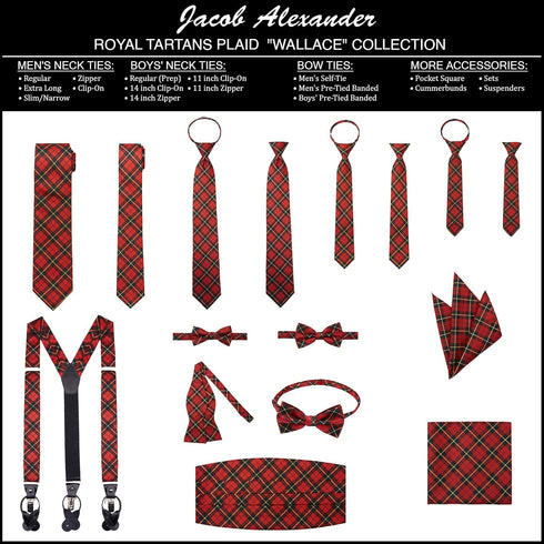 Jacob Alexander Men's Royal Tartans Plaid Zipper Neck Tie...