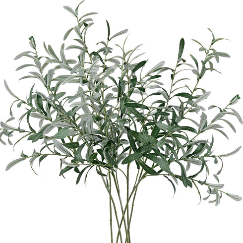 FiveSeasonStuff Lifelike Olive Branches – Premium 30-inch Faux Greenery with Realistic Gray-Green Leaves & Bendable Stems – 6 Stems for Home, Even...