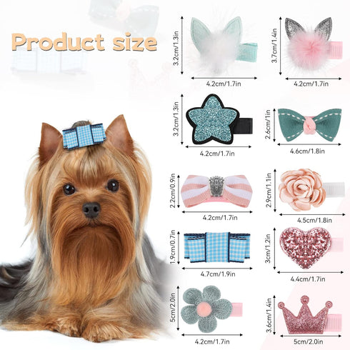 10 Pcs Dog Hair Clips Small Dog Hair Bows Cute Dog Hair Grooming Accessories Girls Puppies Hair Barrettes Flower Crown Hairpin Cat Topknot Pet Hea...