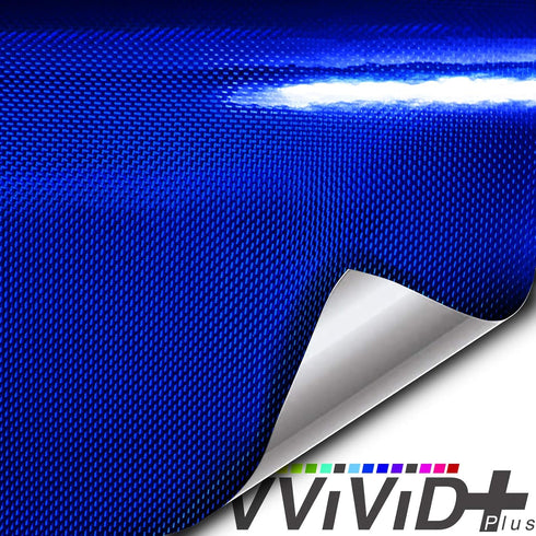 VViViD+ Holographic Chrome Weave Carbon High-Gloss Vinyl Car Wrap (1ft x 5ft, Blue)...