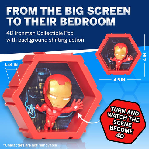 WOW! PODS 4D Marvel Iron Man Toys - Unique Connectable & Collectable Toy Figure, Wall/Shelf Display, Easter Basket Stuffers, Iron Man Action Figur...