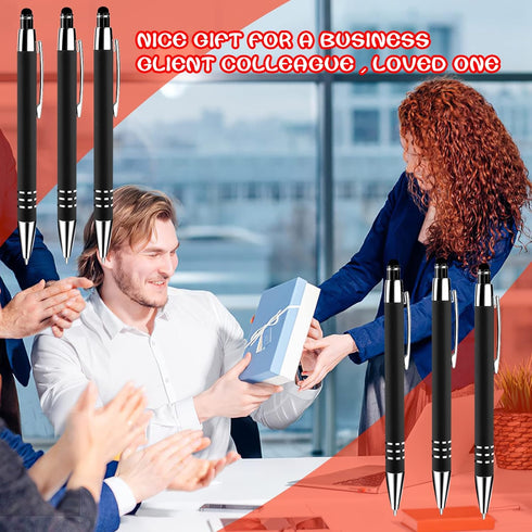 Cobee® Stylus Tip Ballpoint Pens, 6 Pieces 1.0mm Retractable Ball Point Pen Medium Point Smooth Writing Pen Black Ink Metal Pen Stylus Nice Pen fo...