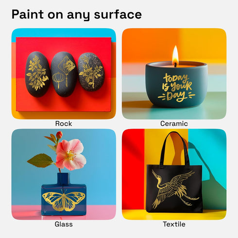 ARTISTRO 2 Gold Acrylic Paint Pens, Acrylic Paint Markers Dual Tip (Brush + Fine 1 mm), Acrylic Markers for Fabric, Canvas, Rock, Glass, Wood, Pap...