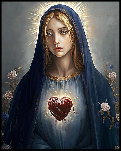 Posterizer 1 pcs-serene symbolic depiction of the Sacred Heart of Mary 1-Religious Posters Gift For Buddhism Meditation philosophy Fans- unframed ...
