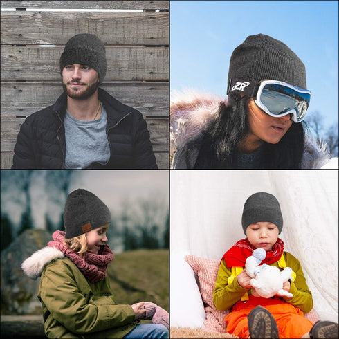 beanie MUSICBEE Bluetooth V5.2 Wireless Knit Winter Cap, 24 Hour Play time, Built-in Microphone and HD Stereo Speakers, Wool Lined for Outdoor Hom...