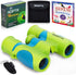 Binoculars for Kids, Girls or Boys Real Kids Binoculars in Vibrant Green Blue - Includes Sticker Book with 40 Bird Species - Small Toys for Toddle...
