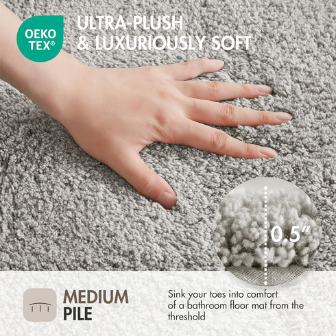 Madison Park Evan 100% Cotton Bathroom Rug Non Slip Backing-Luxrurious Tufted Plush Bath Mat Absorbent, Quick Dry, Spa Design Shower Room Décor, 2...