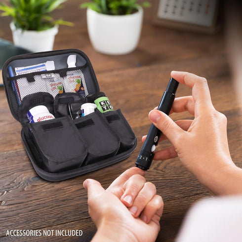 USA Gear Diabetic Supplies Travel Case Organizer for Blood Glucose Monitoring Systems, Syringes, Pens, Insulin Vials & Lancets - ACCU-CHEK Nano, B...