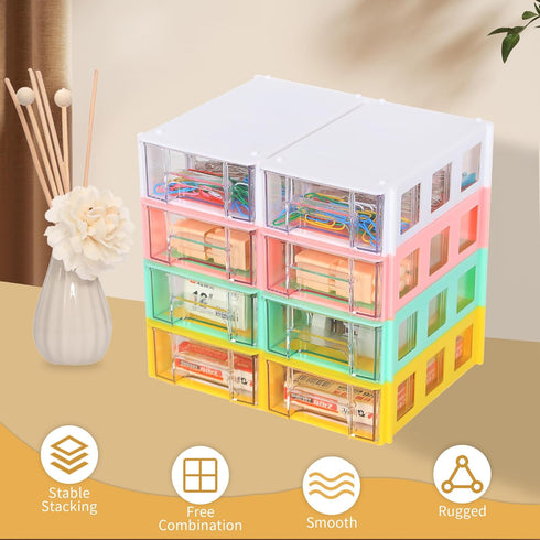 Small Drawer Organizer for Desk, Desktop Drawer Organizer with Clear Drawers, Plastic Desktop Storage Drawers 5.5" x 3.6" x 1.7"...