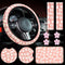 Frienda 10 Pcs Flowers Vintage Groovy Car Accessories Set Floral Steering Wheel Cover Flowers Car Air Vent Clips Center Console Armrest Cushion Ca...