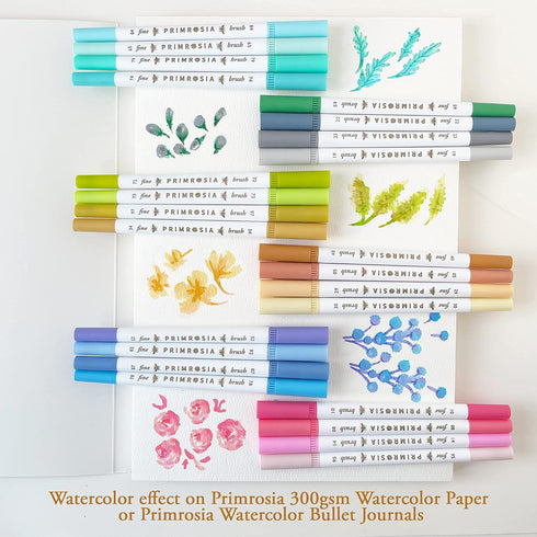 Primrosia 24 Pastel Dual Tip Markers, Fine Tip and Brush Pens. Perfect for art, illustration, drawing, calligraphy and bullet journals...