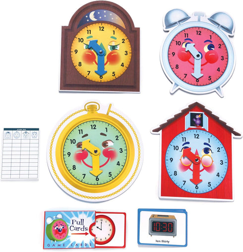 eeBoo: Time Telling Game, Develops Time Telling Skills, Learn to Read a Clock, includes a Score Pad, 4 Clocks, and 50 Game Cards, for 2 to 4 Playe...