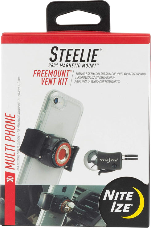 Nite Ize Original Steelie FreeMount Vent Kit - Adjustable Magnetic Bracket + Car Vent Mount for Smartphones...