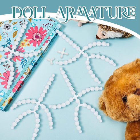 144 Pieces Doll Armature Set with 4Y and 4X Chest Connectors Flexible Doll Joints Plastic Ball for Stuffed Animal Bear Dolls Making DIY Crafts Nee...