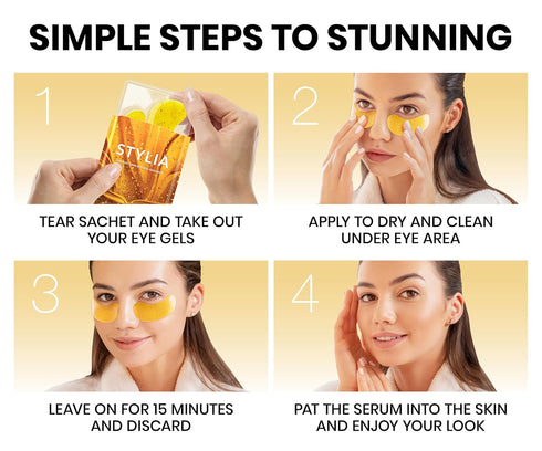 Under Eye Patches for Dark Circles and Puffy Eyes (30 Pairs), 24k Gold Eye Mask for Dark Circles and Puffiness with Vitamin C, Hyaluronic Acid, an...