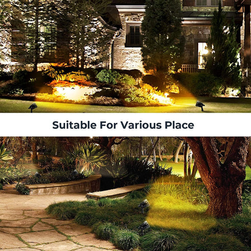 HANNAHONG 5W AC120V Landscape Up Down Spot-light with Spiked Stand and Base,Warm White COB LED for Lawn Garden Decorative,Yard Step Wall Outdoor L...