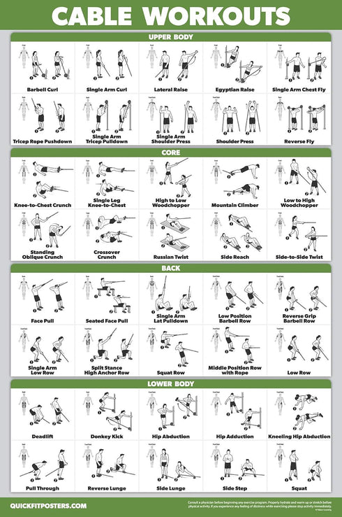 Palace Learning 3 Pack - Dumbbell Workouts + Barbell Exercises + Cable Machine Workouts - Set of 3 Workout Charts (LAMINATED, 18” x 24”)...