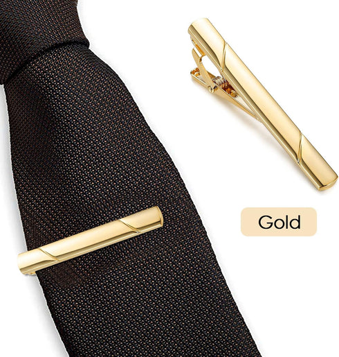 Roctee Men's Tie Clips, Neck Ties Necktie Tie Pins Clasp Tacks for Men with Gold Silver Black 3 Tone, Slim Tie Clip Accessories for Business Weddi...