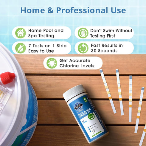 Liberty Gold Standard© Water Test Strips (121-Piece Kit) All-in-One Testing for Pools & Spas, Hot Tubs - Test Chlorine, pH, Hard Water Hardness Te...