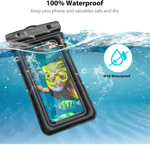 Syncwire Waterproof Phone Pouch, 2 Pack IPX8 Universal Waterproof Case Underwater Dry Bag Compatible with iPhone 13 12 Pro Max SE2 11 Pro XR X 8 7...