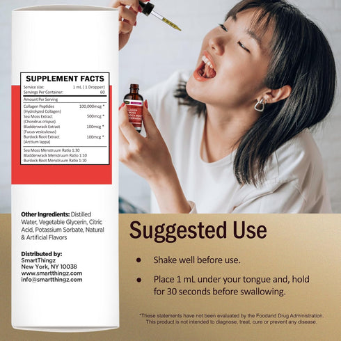 Collagen Mojo - Liquid Collagen for Women & Men, Collagen Peptides with Sea Moss, Burdock Root, Bladderwrack - Hair, Skin, Nails, Joint Support. W...