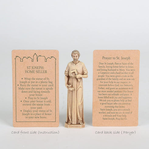 BC Catholic St. Joseph Statue for Selling Homes, Home Seller Kit with Instruction Card, with Burial Bag, 3.5inches H, Handmade by Buildclassic...