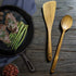 FAAY 12.5 Inch Wood Utensil Set (2 PCS), Teak Wooden Right Hand Spatula & Flat Spoon, 100% Natural from High Moist Resistance Teak Wood, Healthy W...