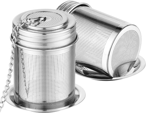2Packs Tea Filter,Cooking Infuser with Extra Fine Mesh Tea Ball Strainers Threaded Connection 304 Stainless Steel with Extended Chain Hook to Brew...