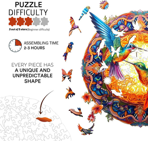 Wooden Puzzles for Adults, Hummingbird Wooden Jigsaw Puzzles, Unique Animal Shape Puzzles, Christmas Thanksgiving Gifts for Family Friend(S-7.9 * ...