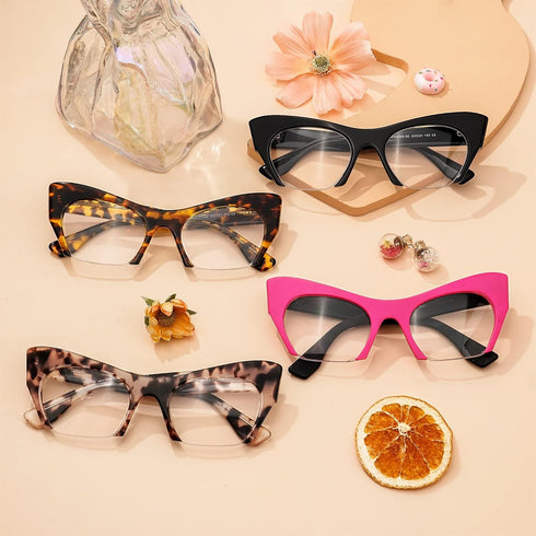 Zeelool Stylish Semi-rimless Cat Eye Blue Light Blocking Glasses for Women Kyle FP0099...