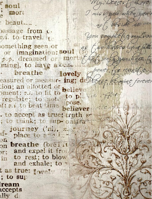 Antique Background Mulberry Rice Paper, 8 x 10.5 inch - 6 x Different Printed Mulberry Paper Images 30gsm Visible Fibres for Decoupage Crafts Mixe...