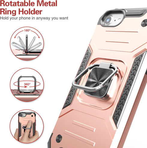for iPhone SE 2020 Case with Screen Protector,Shockproof Drop Test Cover with Kickstand Lightweight Protective Case for iPhone 6/6s/7/8/SE 2020/SE...